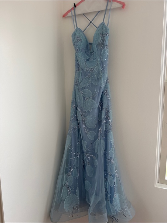 Betsy & Adam Dresses & Skirts - Betsy Adam Light Blue Embellished Floral Tulle Gown